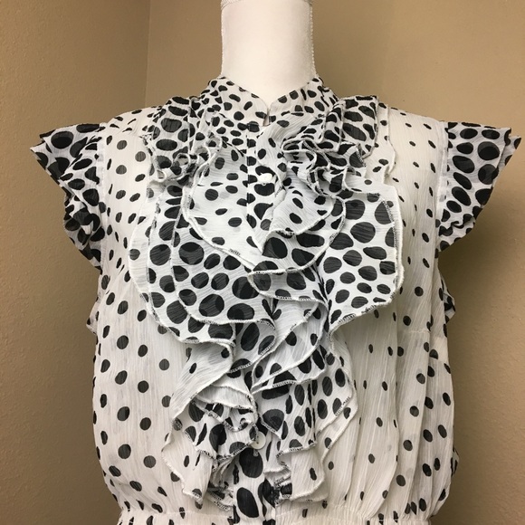 Ashley Stewart Tops - Ashley Steward Blk/Wht Polk Dot Blouse, Size 16